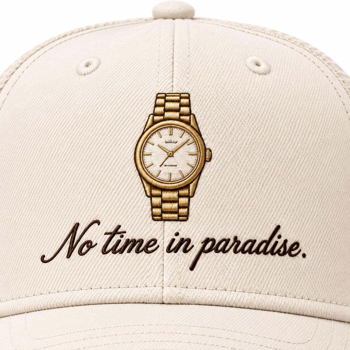 No Time in Paradise — embroidery detail