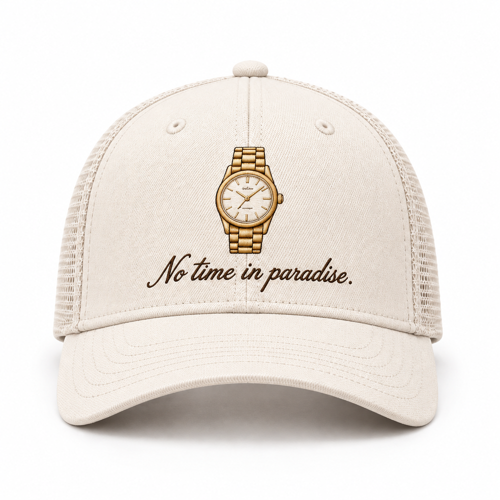 No Time in Paradise hat — front view