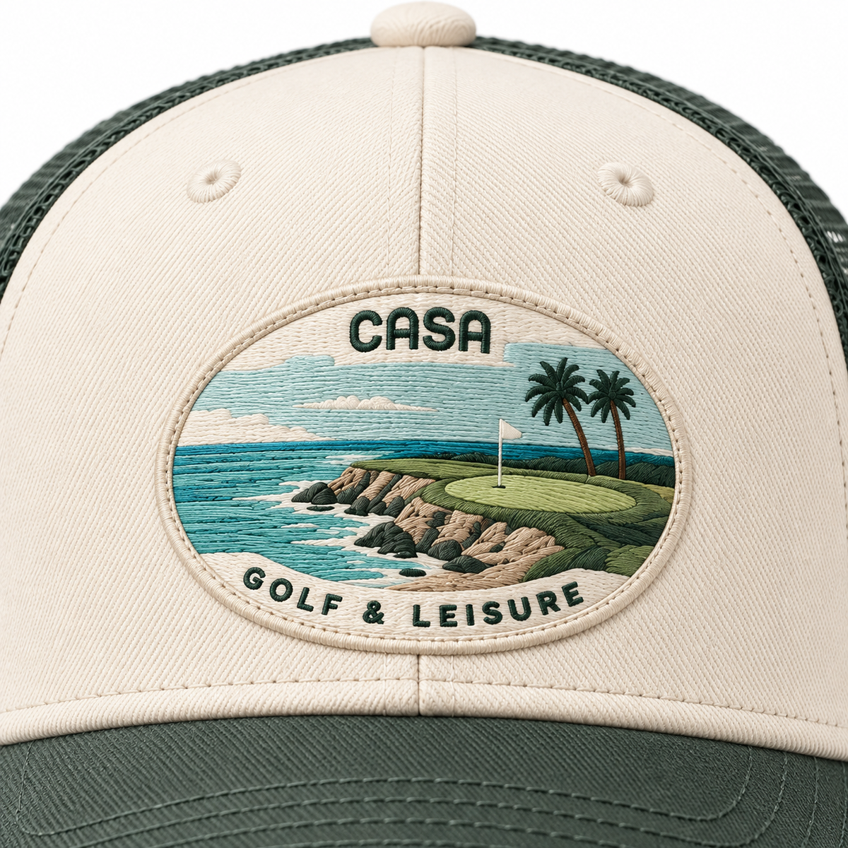 Caribbean Fairway — embroidery detail